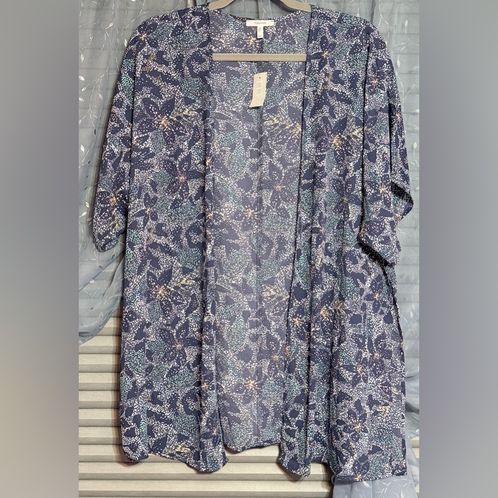 Maurices Navy Floral Kimono Robe